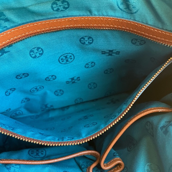 Tory Burch Teal Blue and Tan Tote Bag - Picture 4 of 11